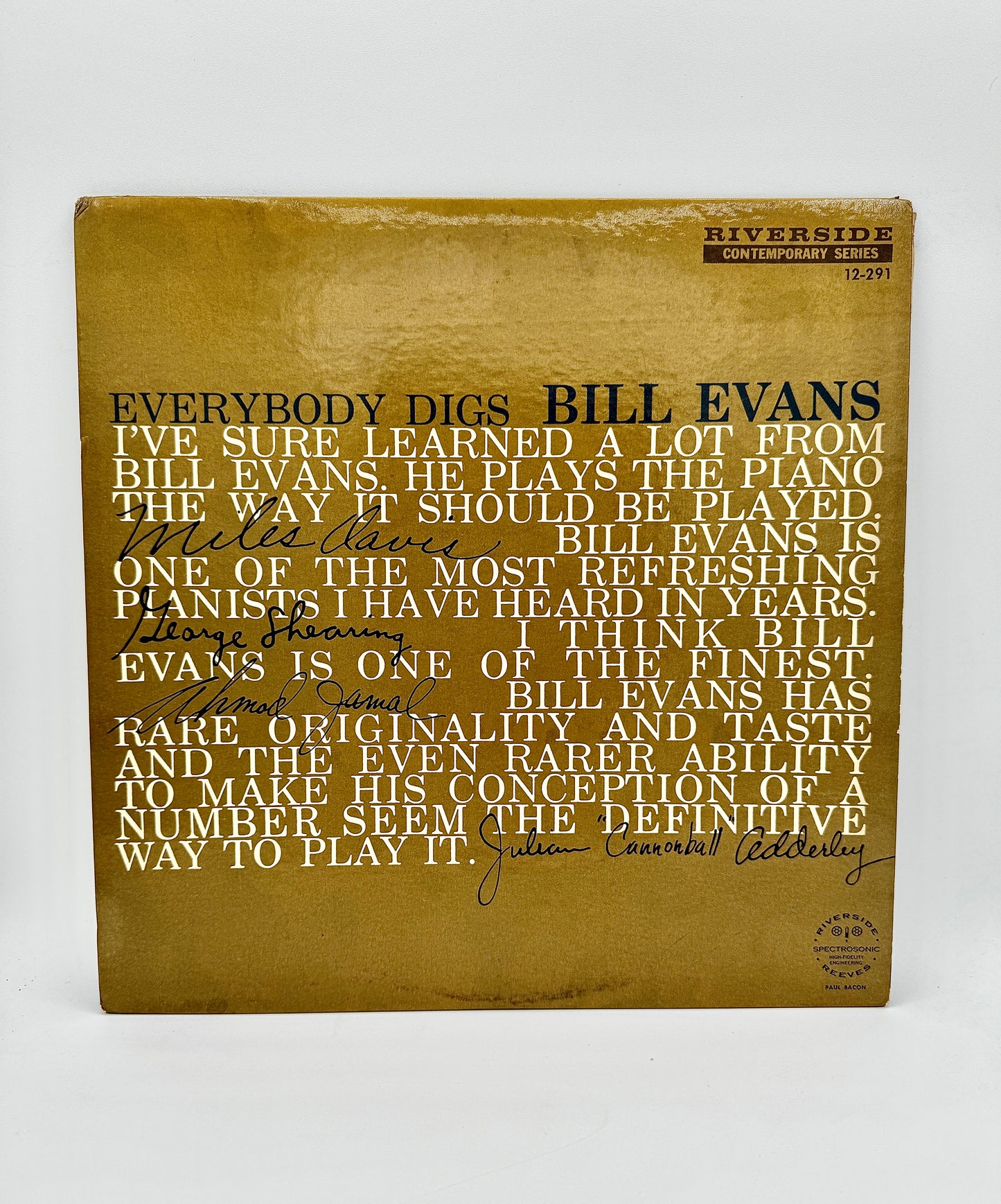 Bill Evans "Everybody Digs Bill Evans" RLP 12-291 VG/VG+