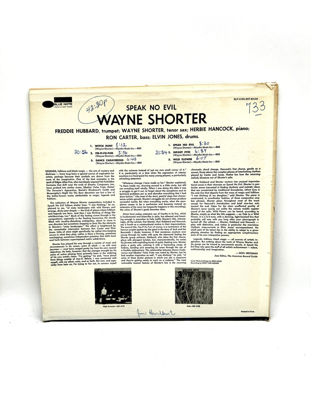Wayne Shorter "Speak No Evil" VG+/VG+ BST-84194 1973 Reissue Van Gelder Stamp