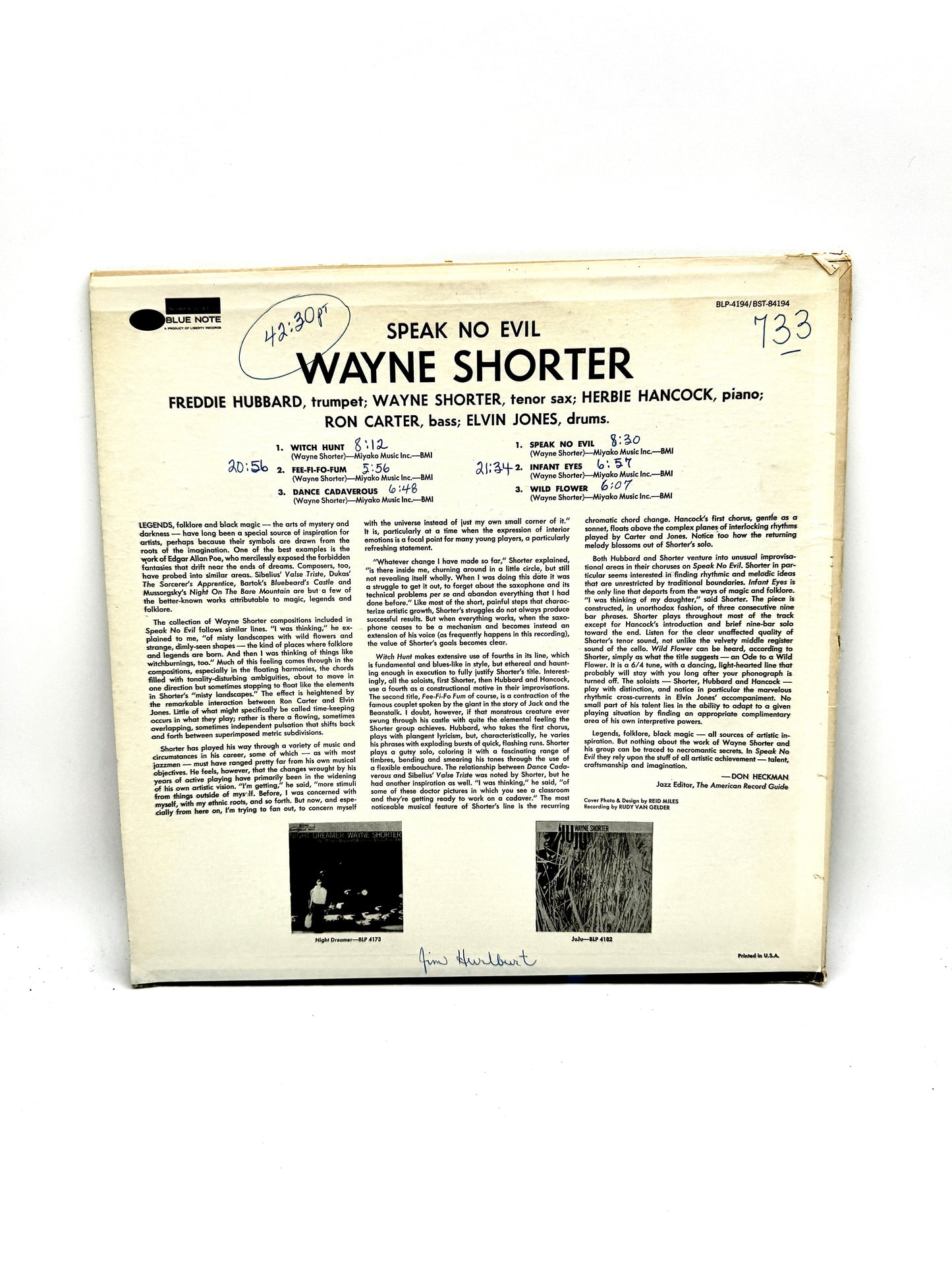 Wayne Shorter "Speak No Evil" VG+/VG+ BST-84194 1973 Reissue Van Gelder Stamp